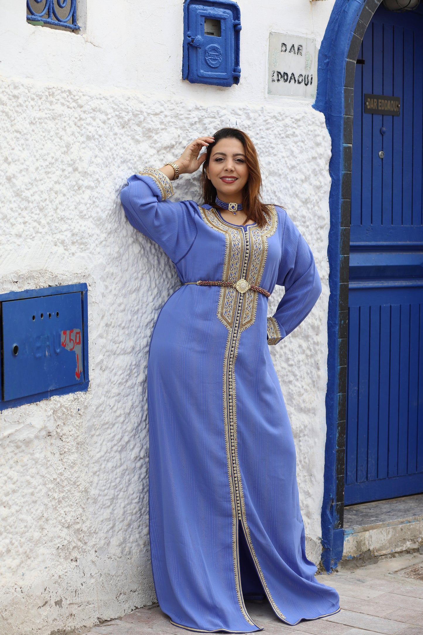 Caftan Sahara bleu jean
